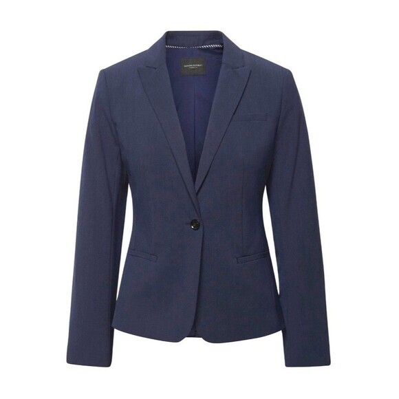 Banana Republic Blazer Womens 4 Blue Wool Office Career Chic Minimalist Coat New - Picture 1 of 16